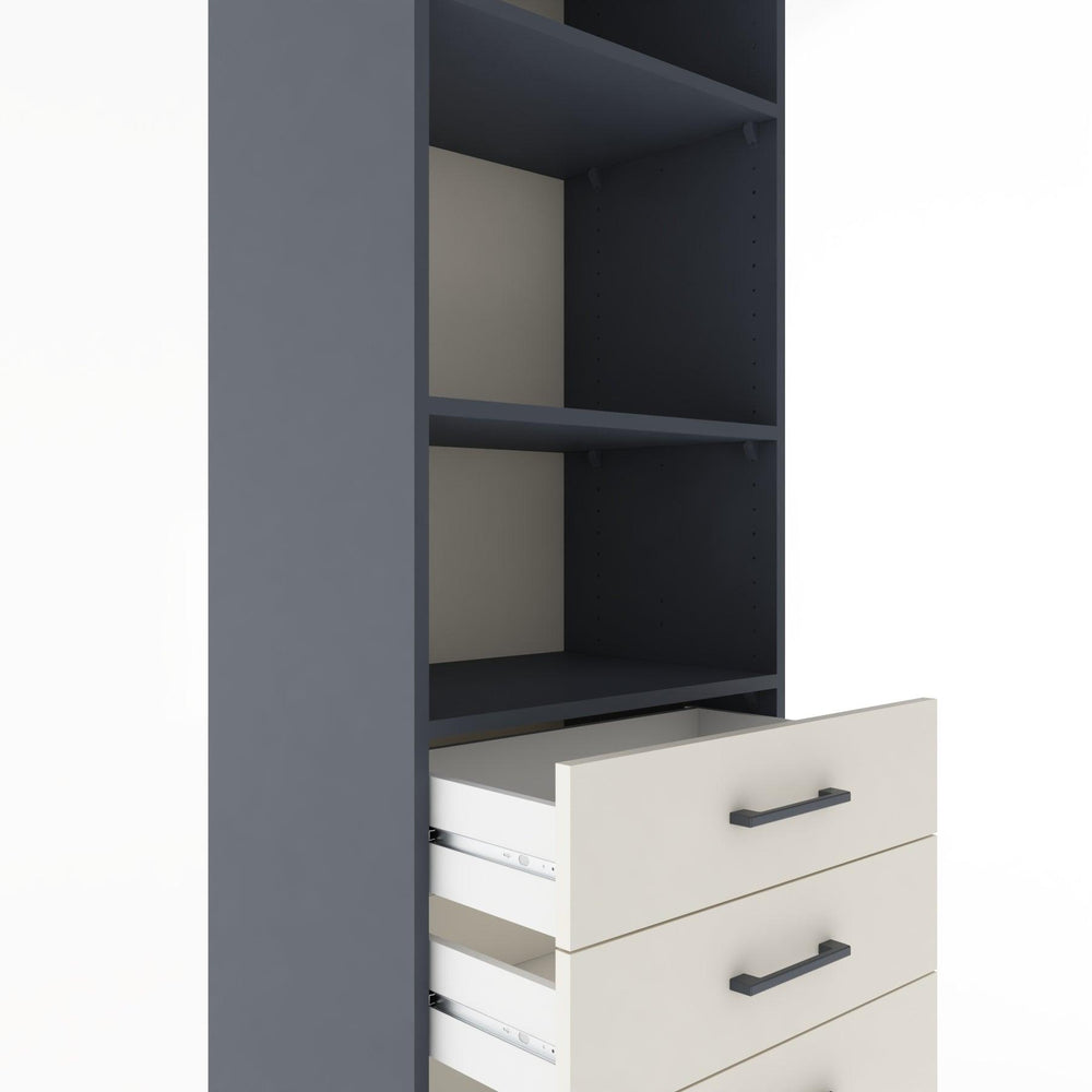 Woodntry Modüler Dolap Antrasit 60x44x170 cm Çekmeceli ve Raflı CR36-2