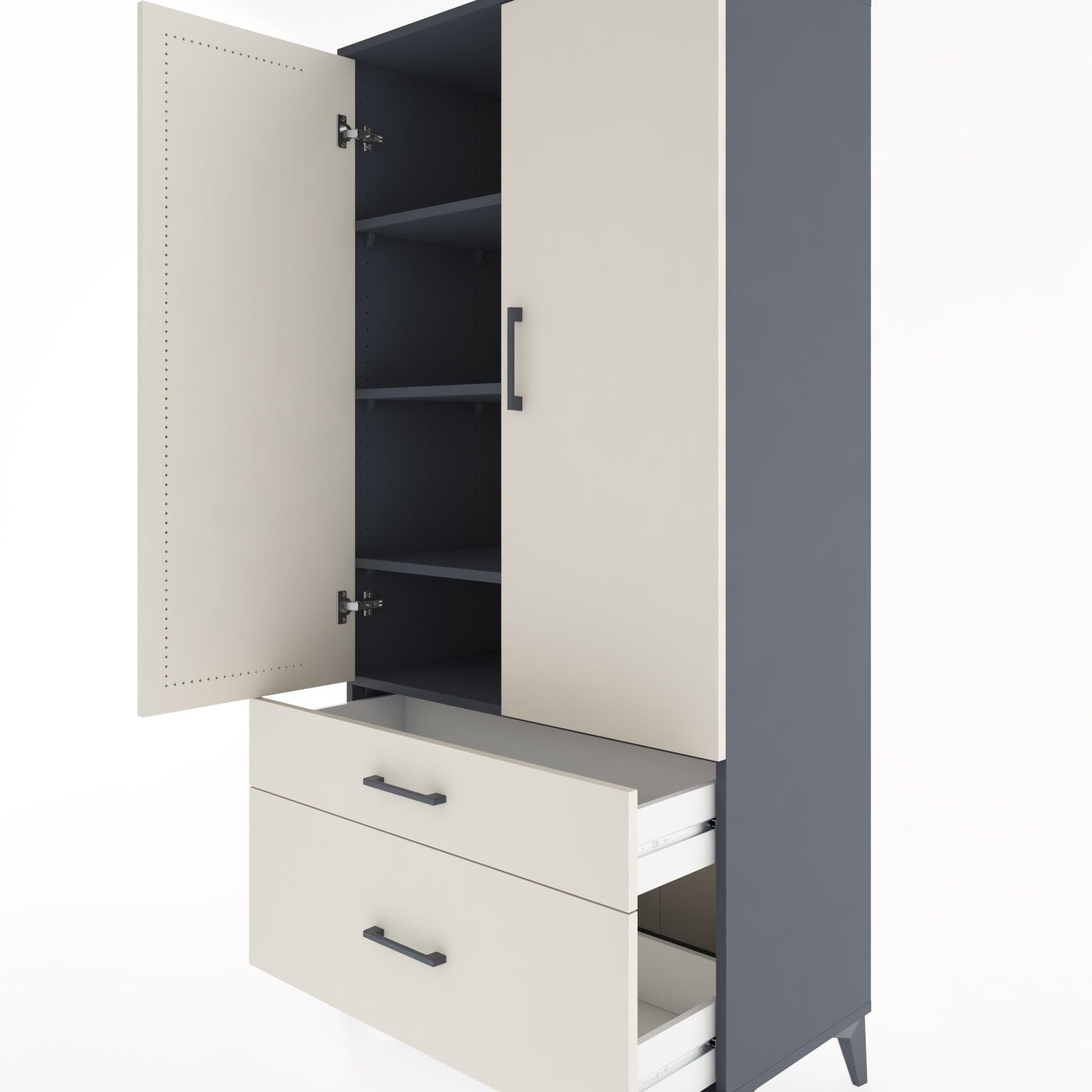 Woodntry Modular Cabinet Anthracite 88x44x170 cm with Doors and Drawers KC15-2