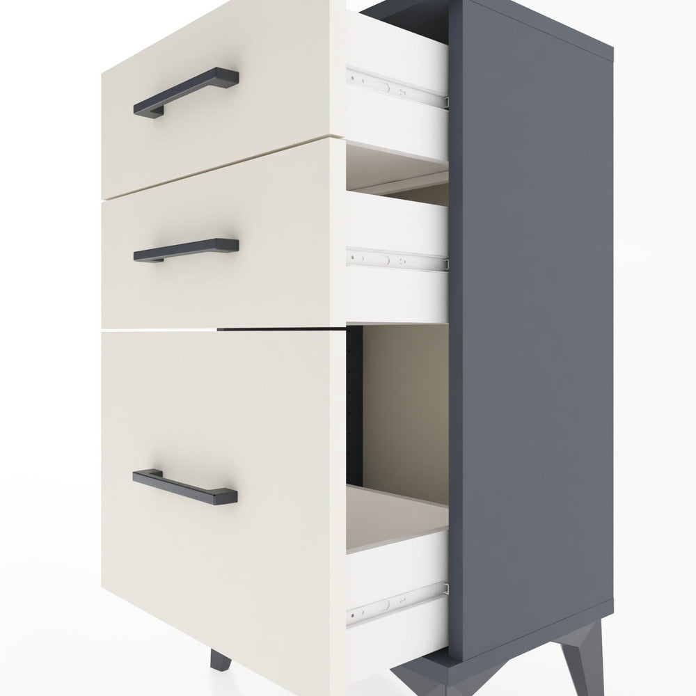 Woodntry Modüler Komodin Üç Çekmeceli V2 44x30x68 cm Antrasit - Woodntry