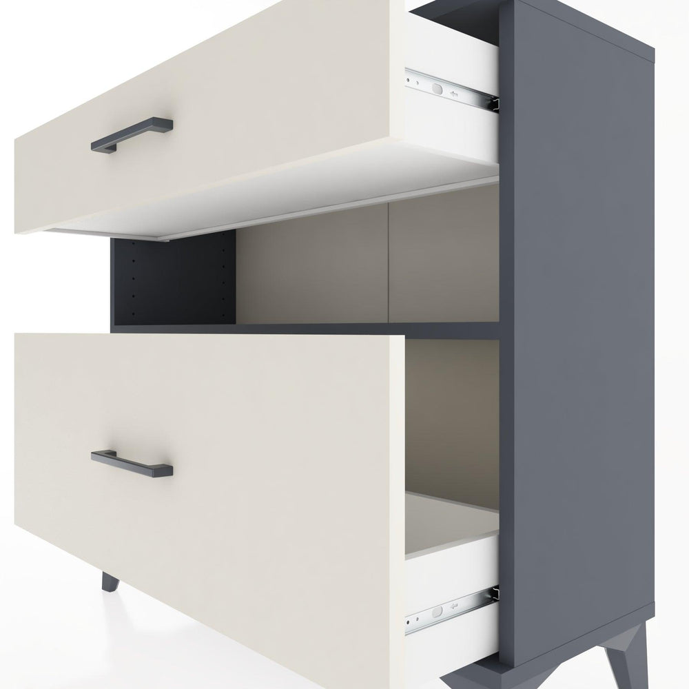 Woodntry Modüler Şifonyer İki Çekmeceli V9 88x30x68 cm Antrasit - Woodntry