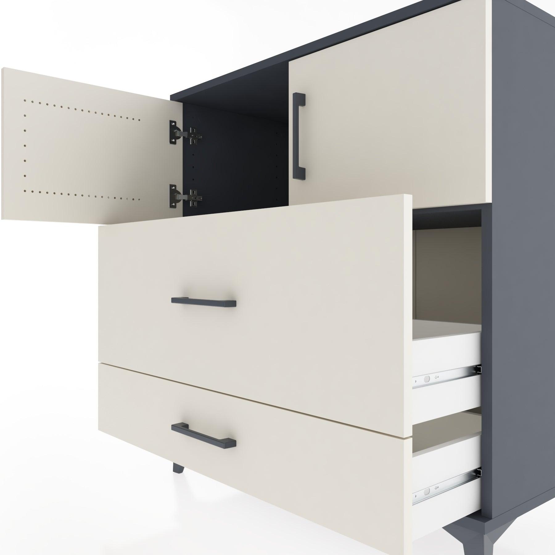 Woodntry Modular Dresser Anthracite 88x44x84 cm with Cover and Drawer KC114-2