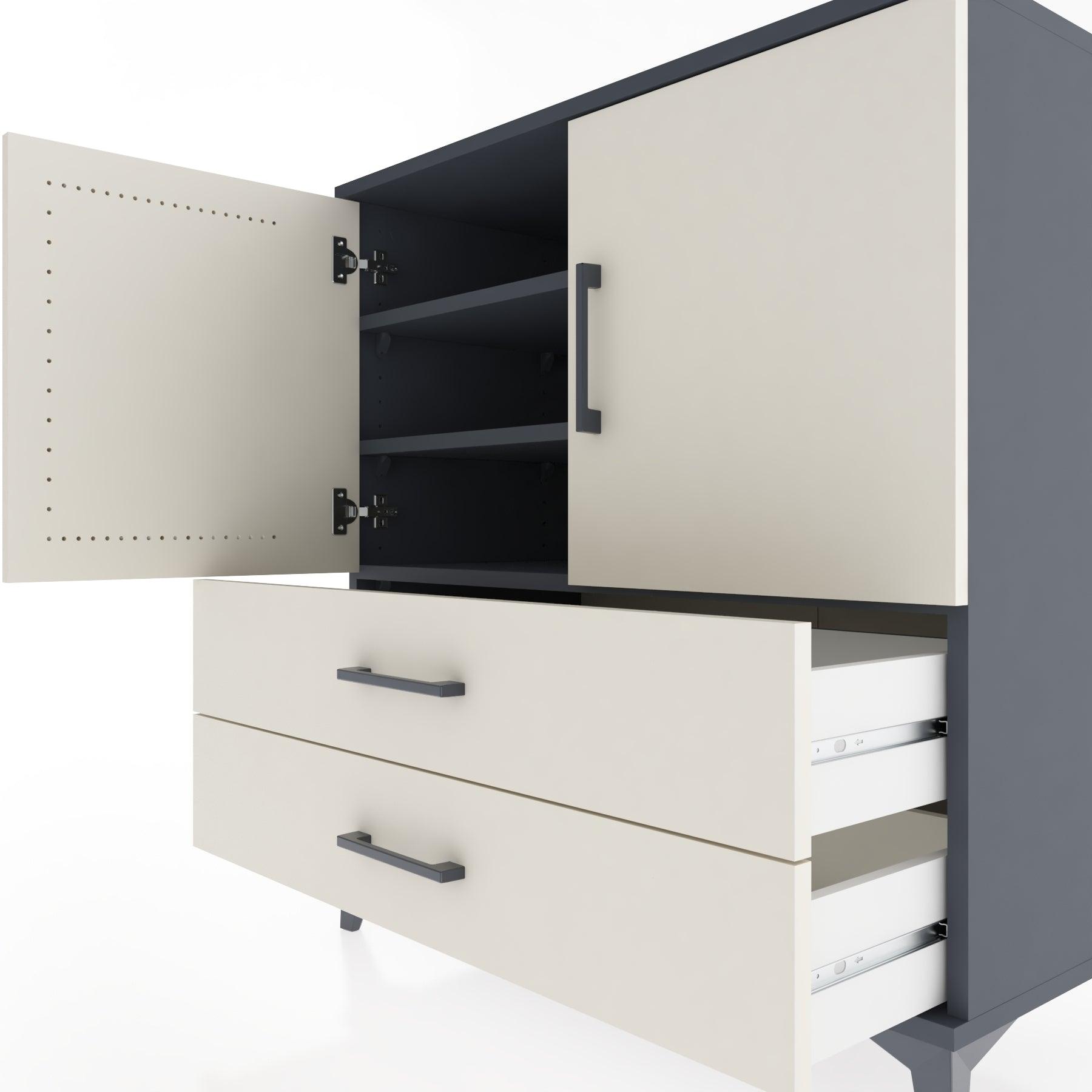 Woodntry Modular Dresser Anthracite 88x44x84 cm with Cover and Drawer KC22-2