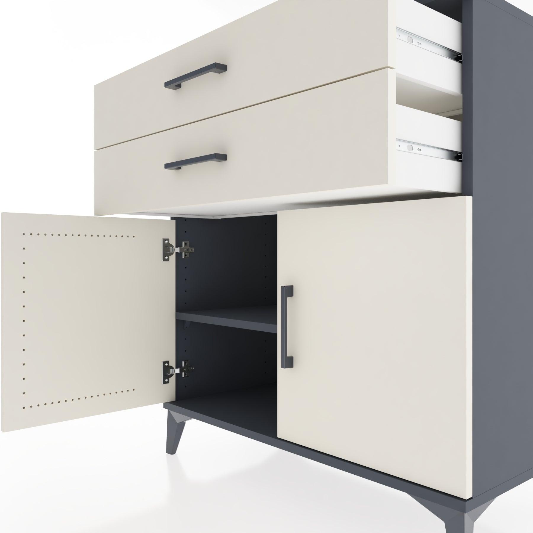 Woodntry Modular Dresser Anthracite 88x44x84 cm with Cover and Drawer KC32-2