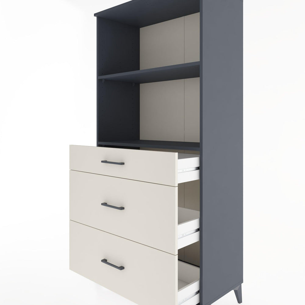 Woodntry Modüler Dolap Antrasit 88x44x170 cm Çekmeceli ve Raflı CR48-2