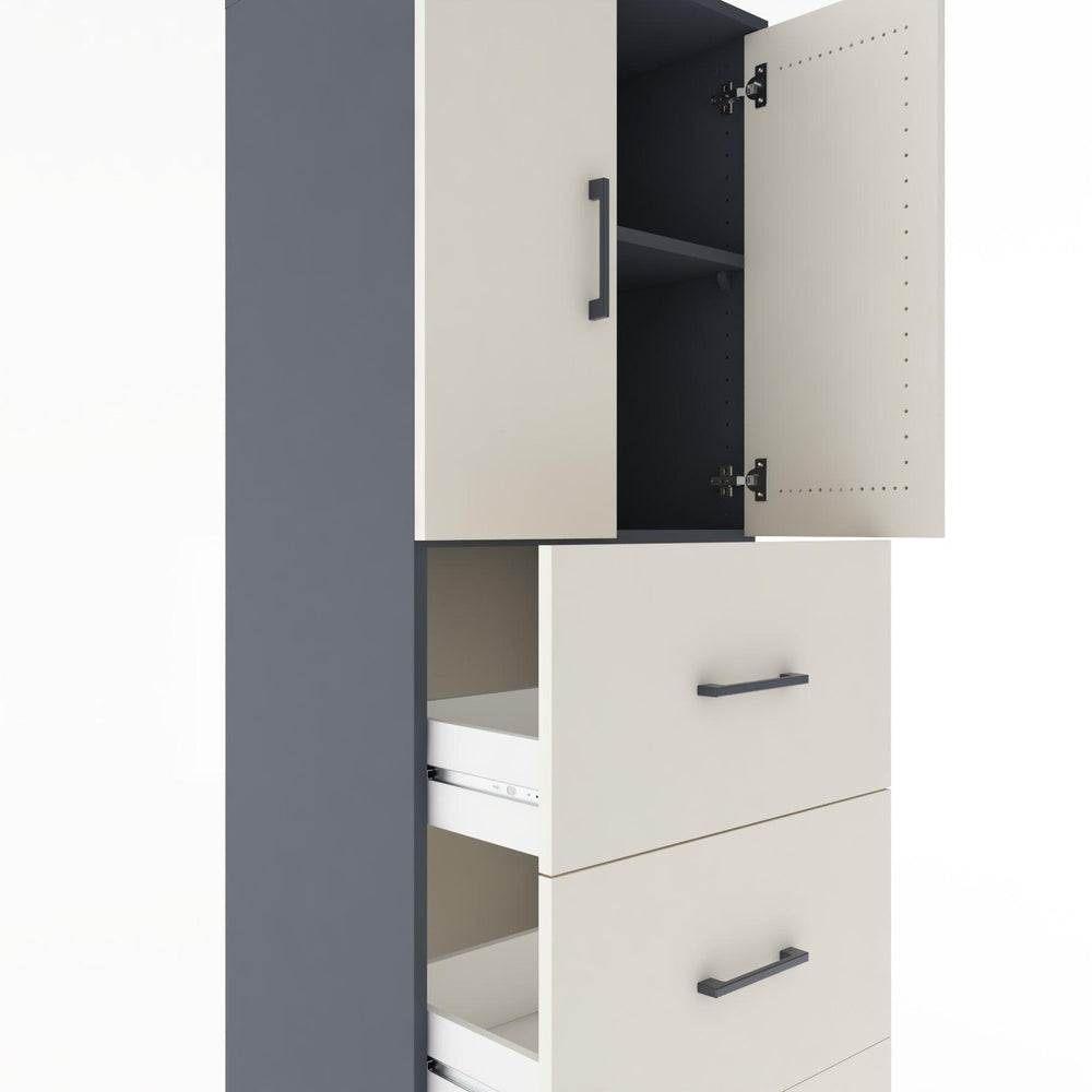 Woodntry Modular Cabinet Anthracite 60x44x170 cm with Doors and Drawers KC24-2