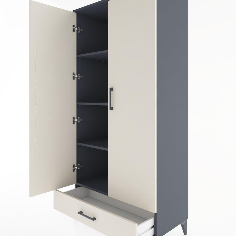 Woodntry Modüler Dolap Antrasit 88x44x170 cm Kapaklı ve Çekmeceli KC8-2