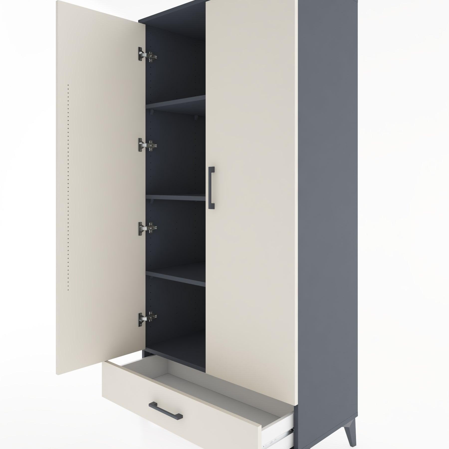 Woodntry Modular Cabinet Anthracite 88x44x170 cm with Doors and Drawers KC8-2