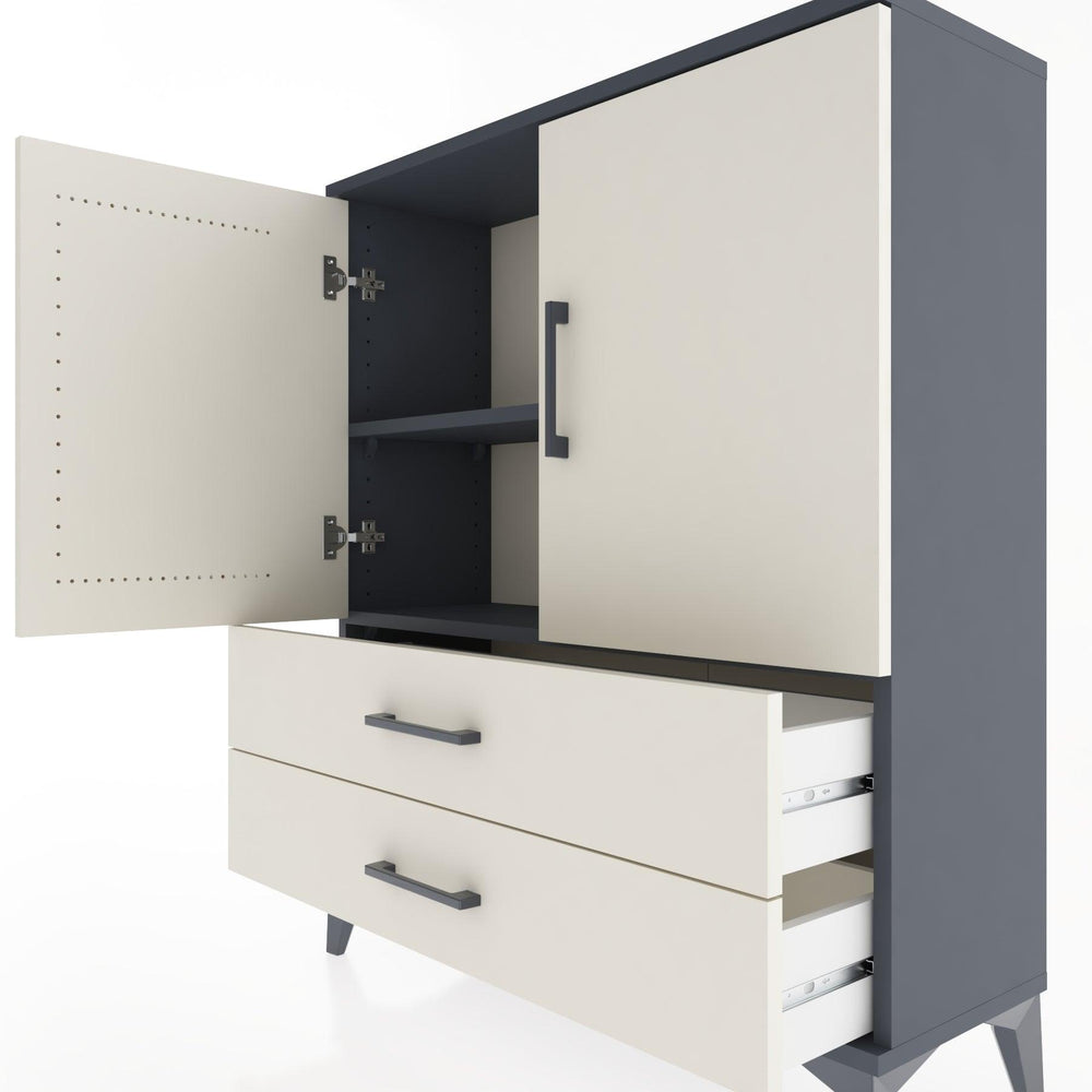 Woodntry Modüler Şifonyer Antrasit 88x30x94 cm Kapaklı ve Çekmeceli KC6-2