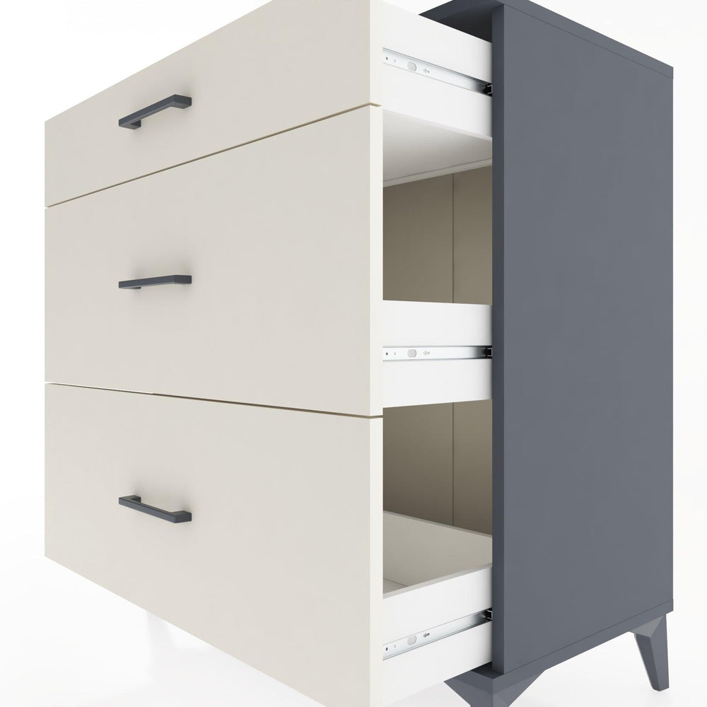 Woodntry Modüler Şifonyer Antrasit 88x44x84 cm Çekmeceli C5-2