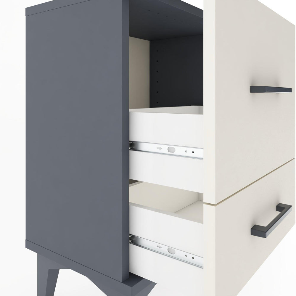 Woodntry Modüler Komodin Büyük ve Küçük Çekmece 44x30x52 cm Antrasit - Woodntry