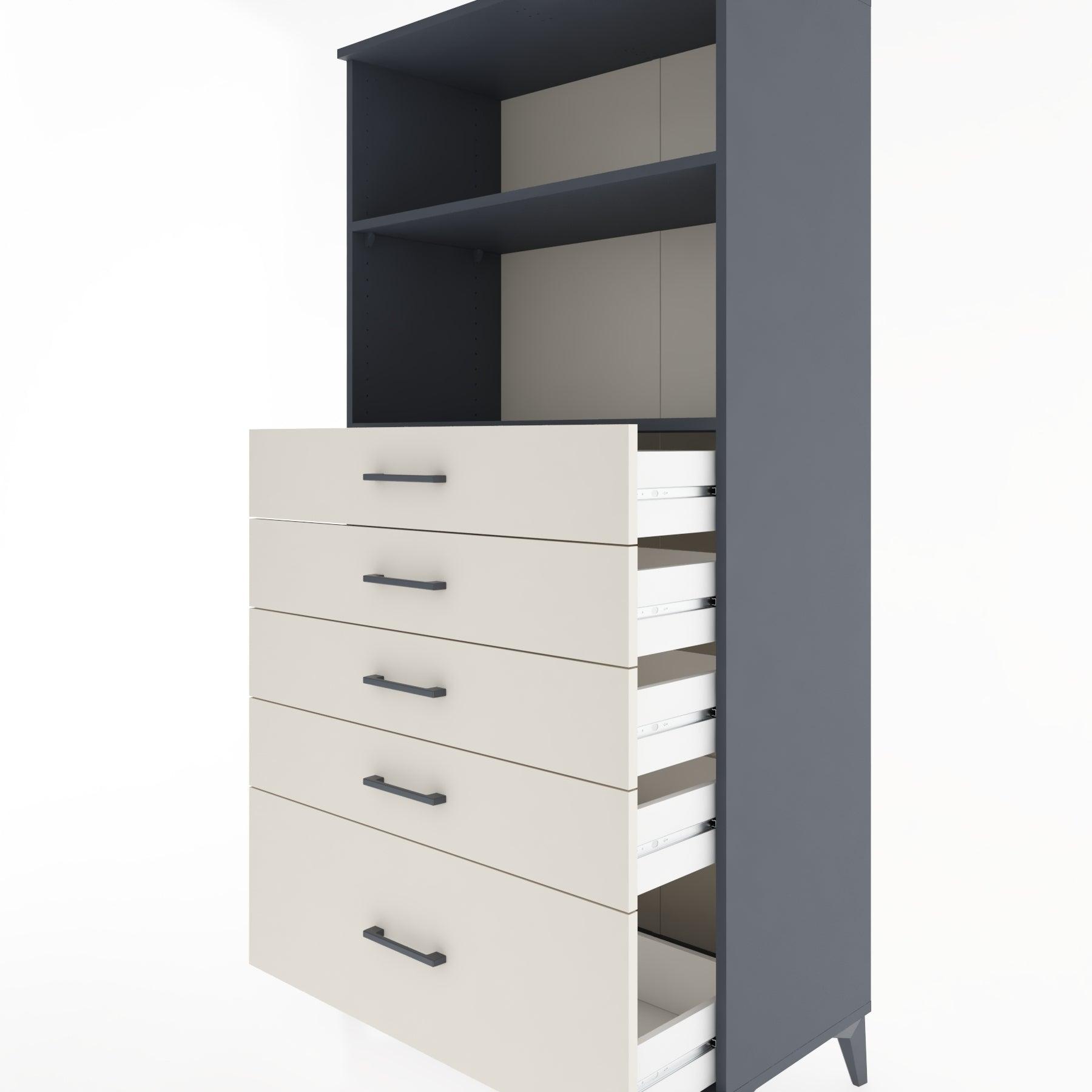 Woodntry Modular Cabinet Anthracite 88x44x170 cm with Drawers and Shelves CR40-2