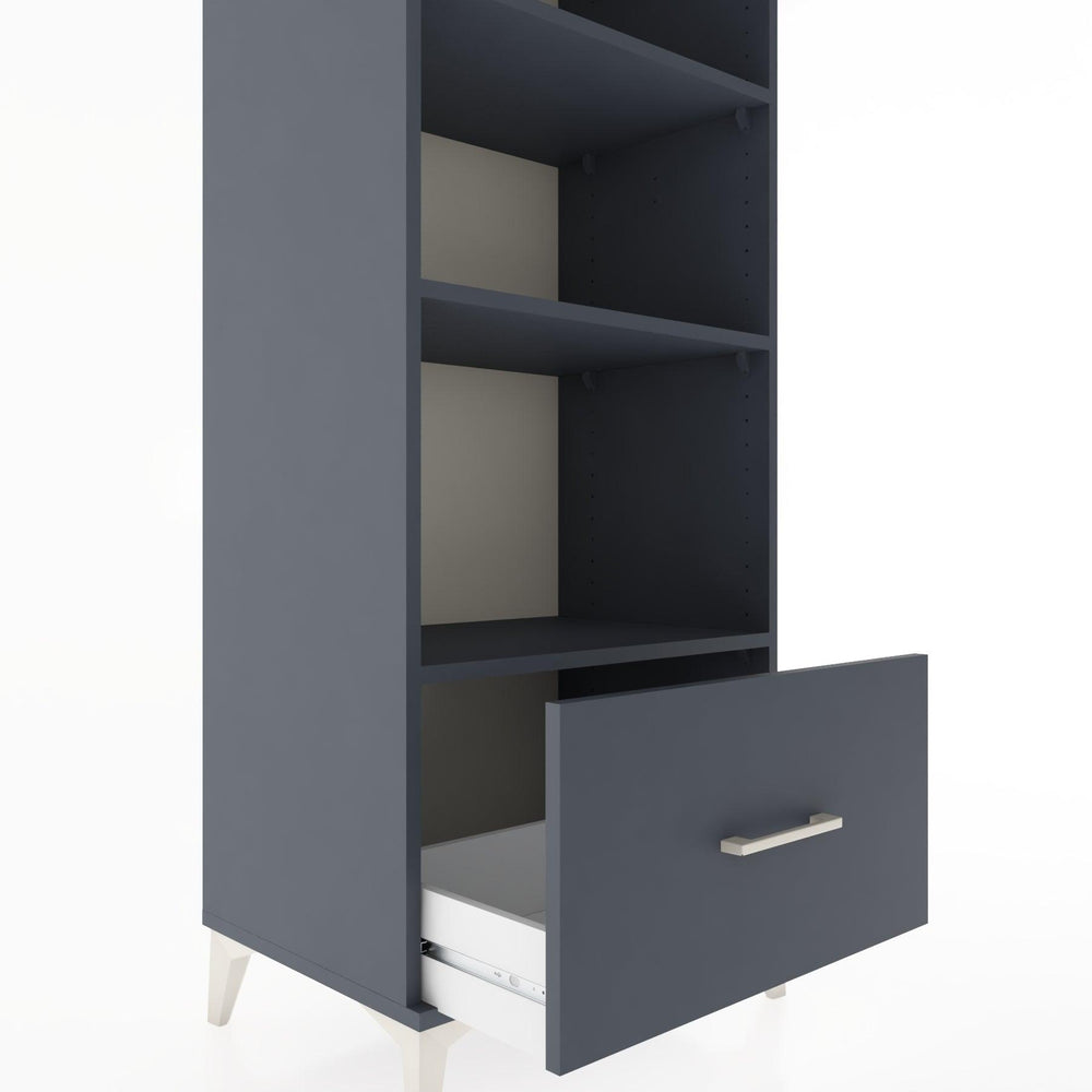 Woodntry Modüler Dolap Antrasit 60x44x170 cm Çekmeceli ve Raflı CR44-2