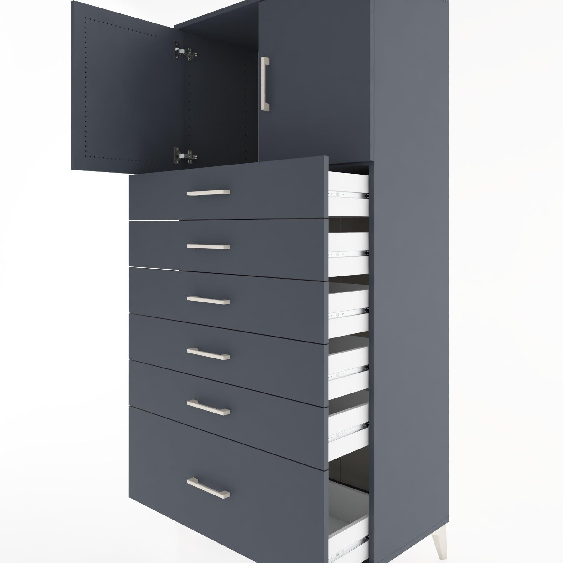 Woodntry Modular Cabinet Anthracite 88x44x170 cm with Doors and Drawers KC11-2