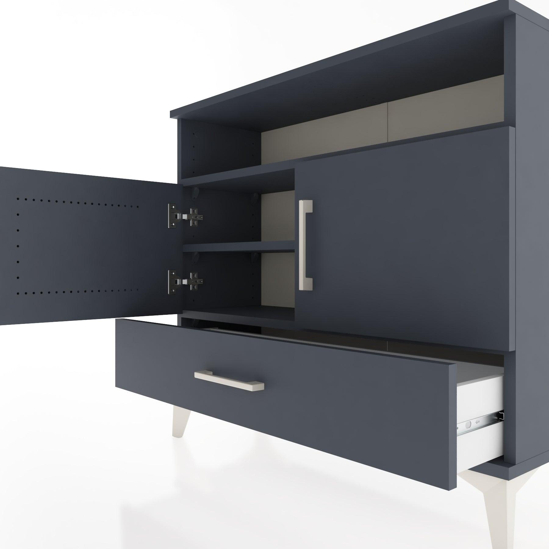 Woodntry Modüler Şifonyer Raf Kapak Çekmeceli 88x30x68 cm Antrasit - Woodntry