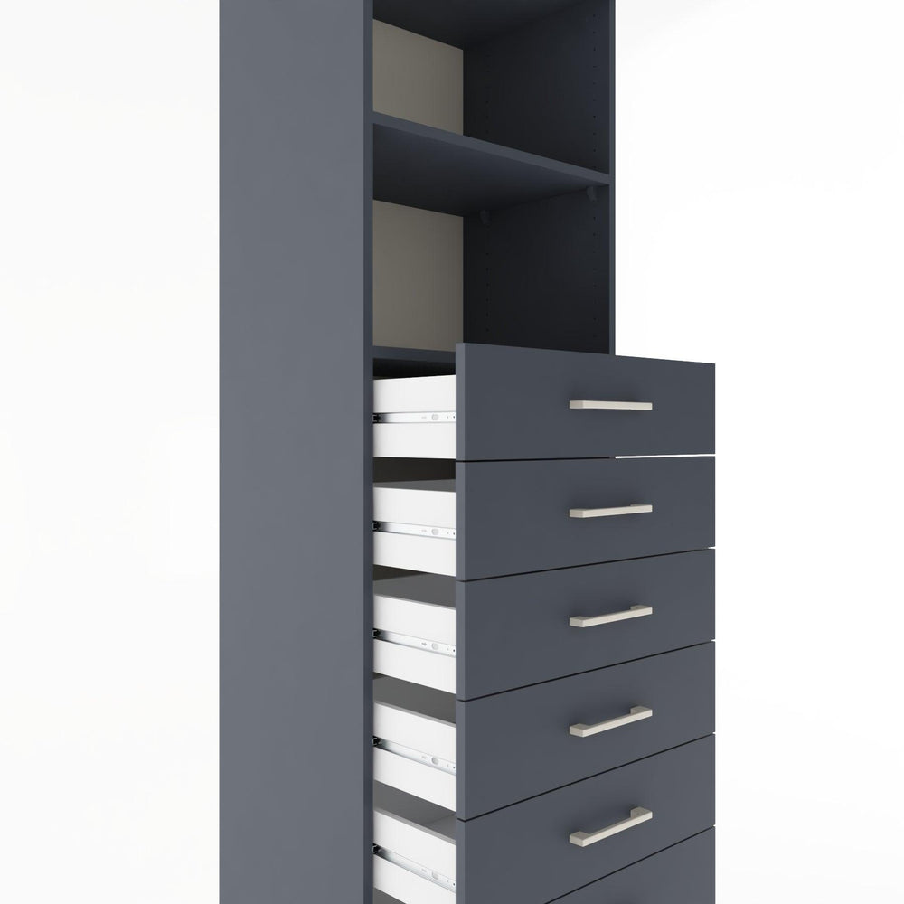 Woodntry Modüler Dolap Antrasit 60x44x170 cm Çekmeceli ve Raflı CR34-2