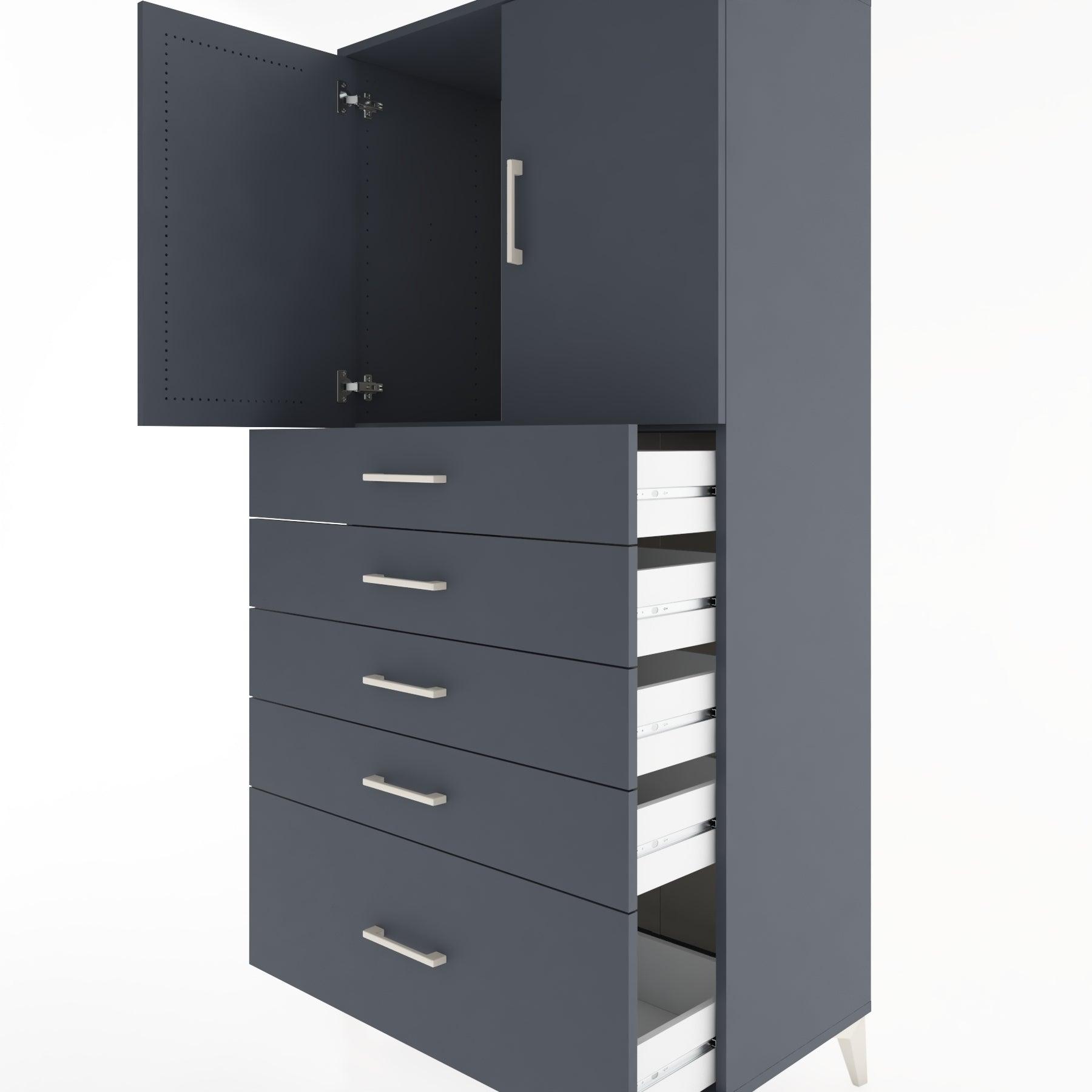 Woodntry Modular Cabinet Anthracite 88x44x170 cm with Doors and Drawers KC12-2