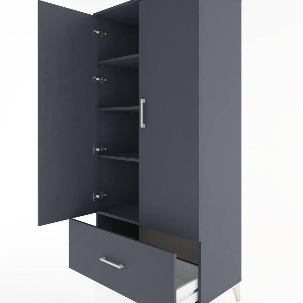 Woodntry Modüler Dolap Antrasit 88x44x170 cm Kapaklı ve Çekmeceli KC16-2