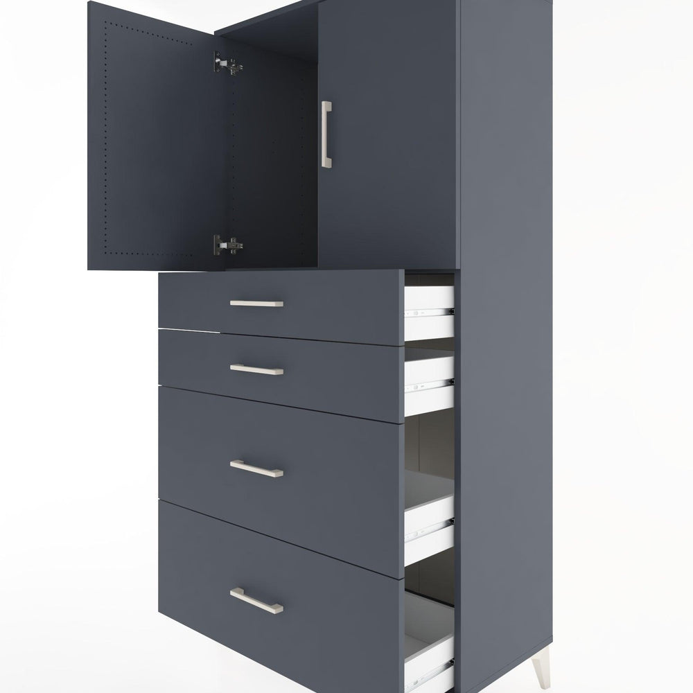 Woodntry Modüler Dolap Antrasit 88x44x170 cm Kapaklı ve Çekmeceli KC19-2