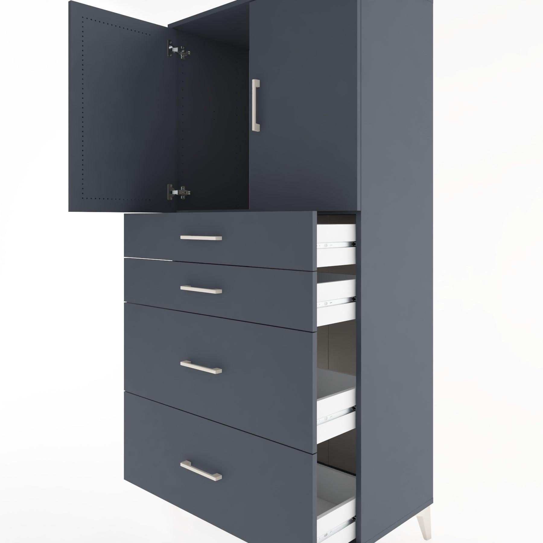 Woodntry Modular Cabinet Anthracite 88x44x170 cm with Doors and Drawers KC19-2