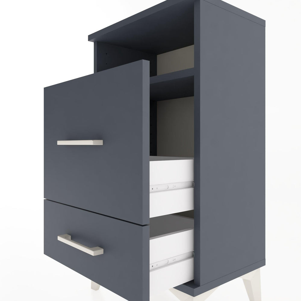 Woodntry Modüler Komodin 2 Çekmece ve Raflı V4 44x30x68 cm Antrasit - Woodntry