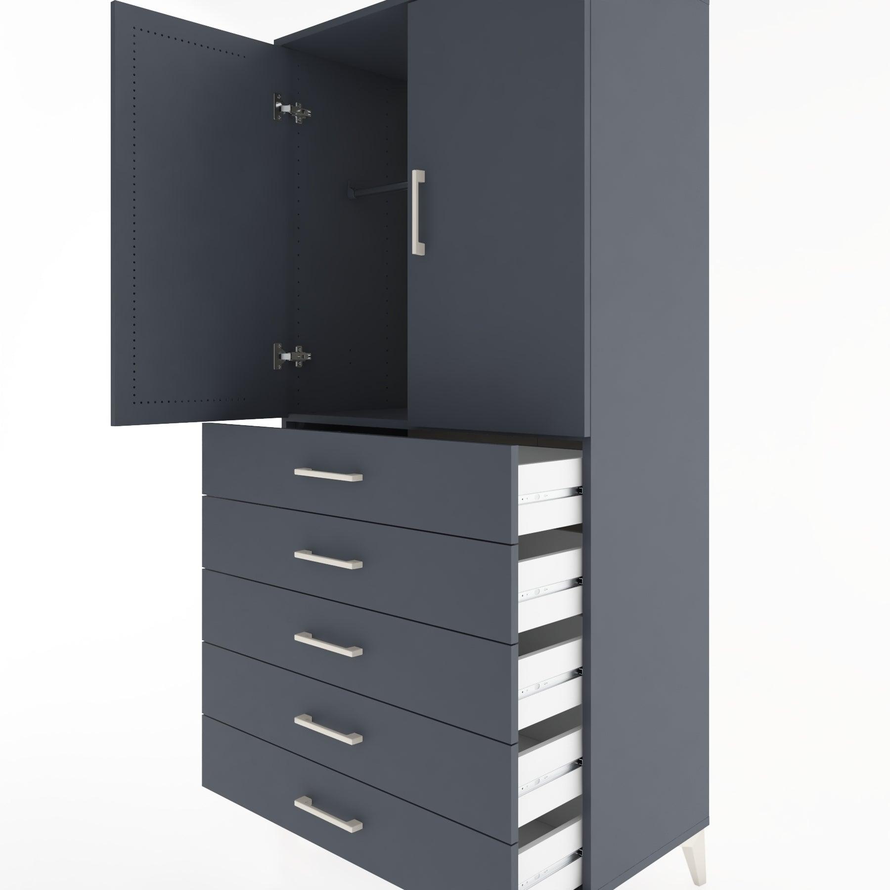 Woodntry Modular Cabinet Anthracite 88x44x170 cm with Doors and Drawers KC26-2