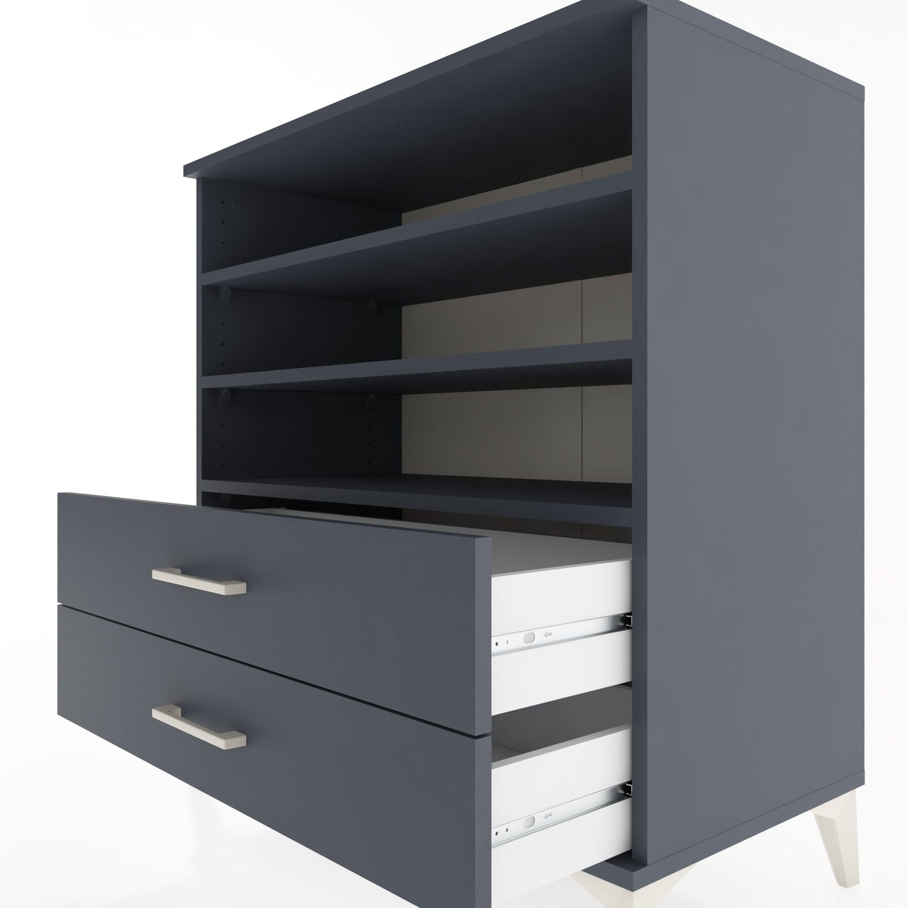 Woodntry Modüler Şifonyer Antrasit 88x44x84 cm Çekmeceli ve Raflı CR15-2