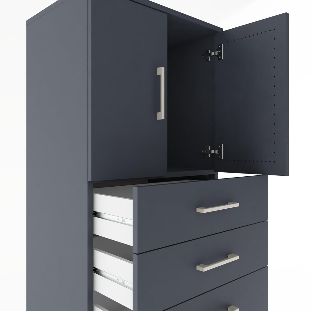 Woodntry Modüler Dolap Antrasit 60x44x170 cm Kapaklı ve Çekmeceli KC11-2