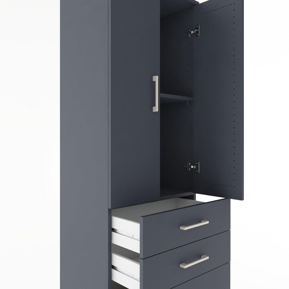 Woodntry Modüler Dolap Antrasit 60x44x170 cm Kapaklı ve Çekmeceli KC14-2