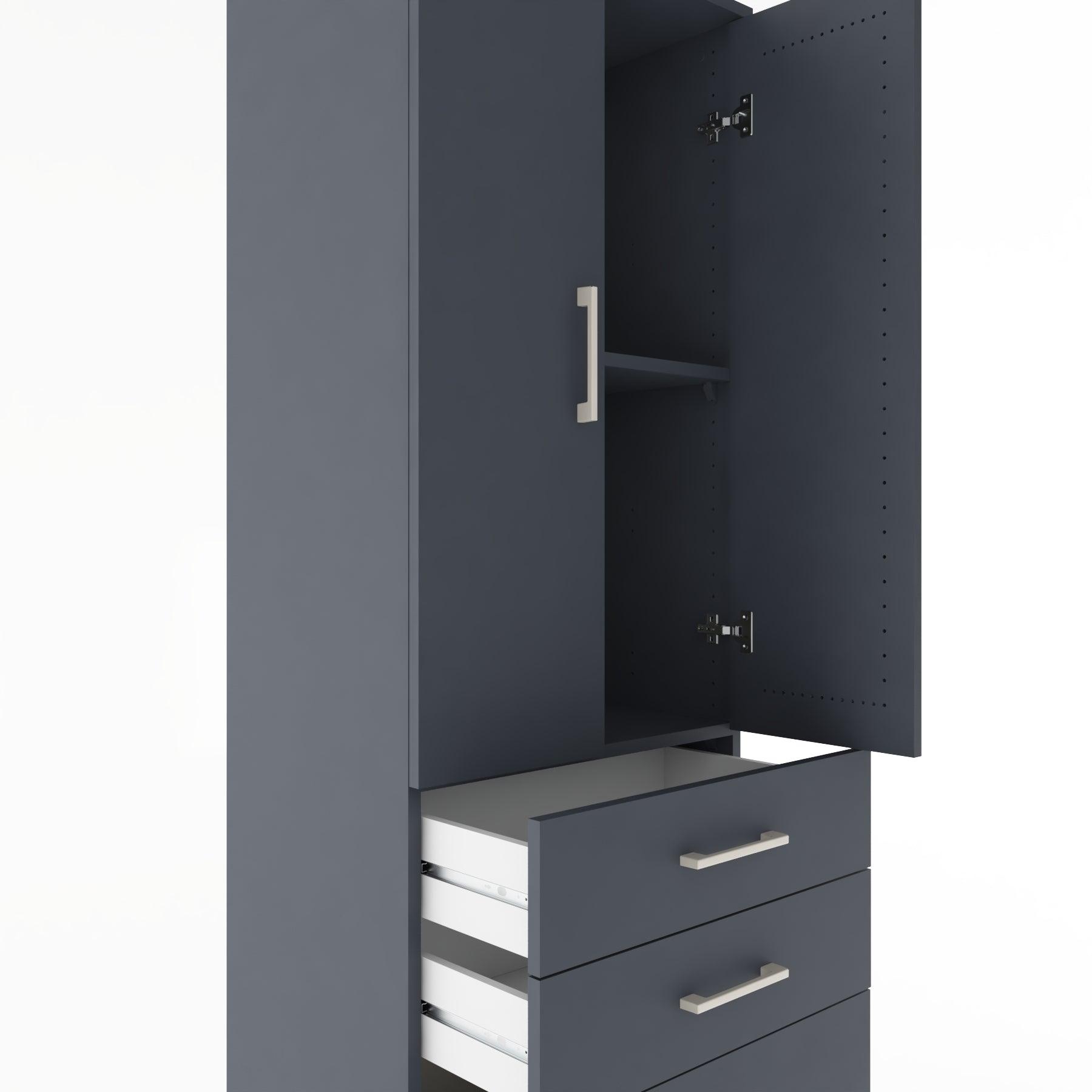 Woodntry Modular Cabinet Anthracite 60x44x170 cm with Doors and Drawers KC14-2