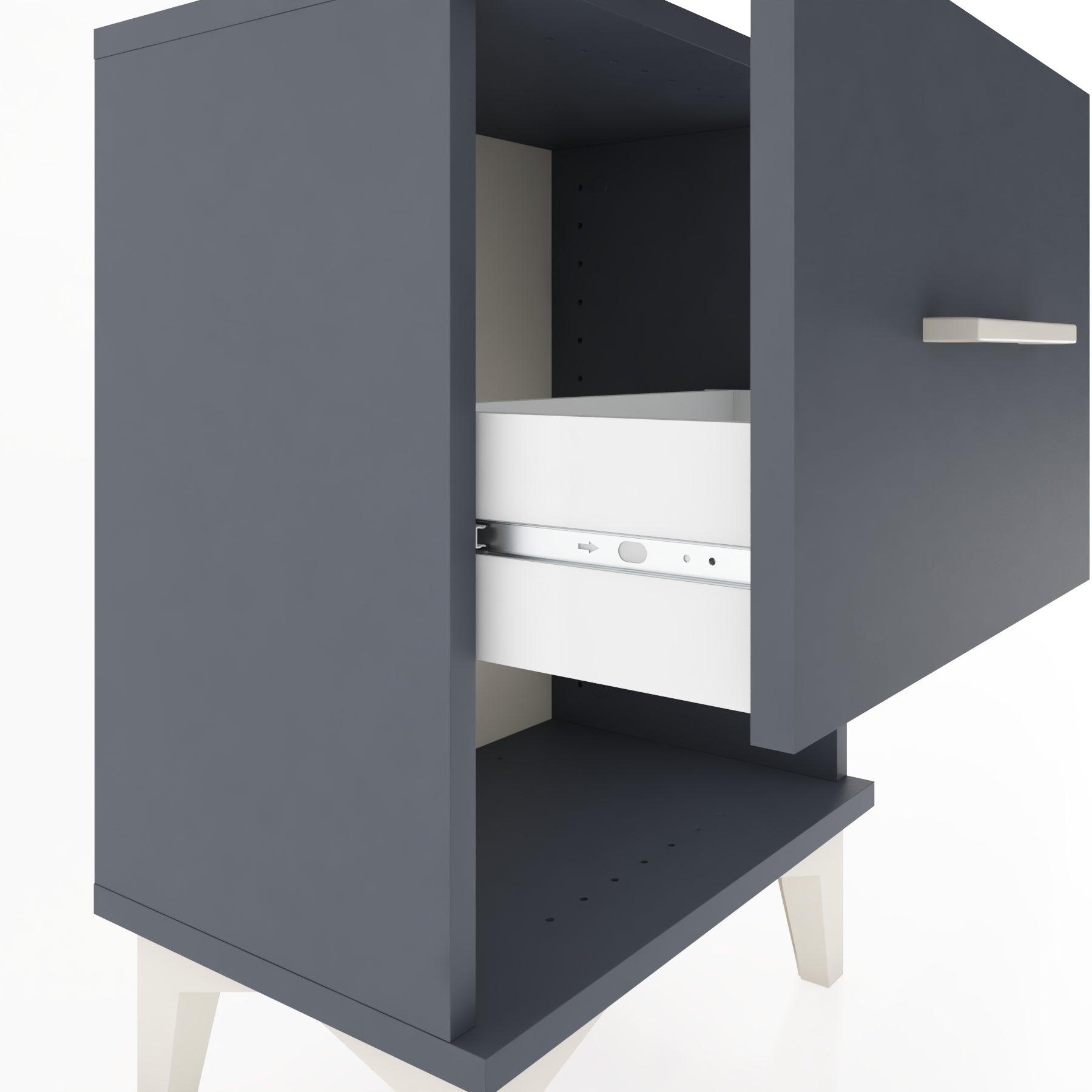 Woodntry Modüler Komodin Tek Çekmece ve Raflı 44x30x52 cm Antrasit - Woodntry