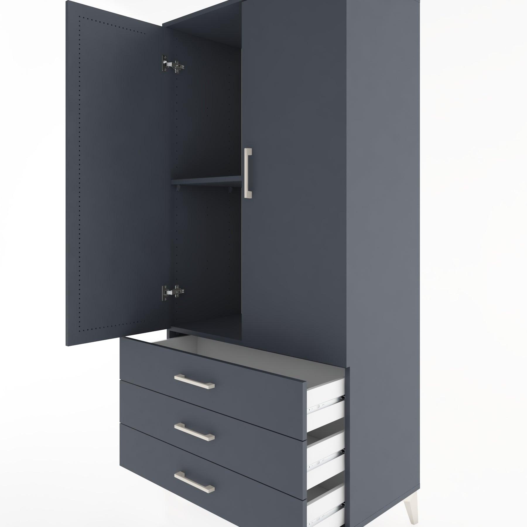 Woodntry Modular Cabinet Anthracite 88x44x170 cm with Doors and Drawers KC6-2