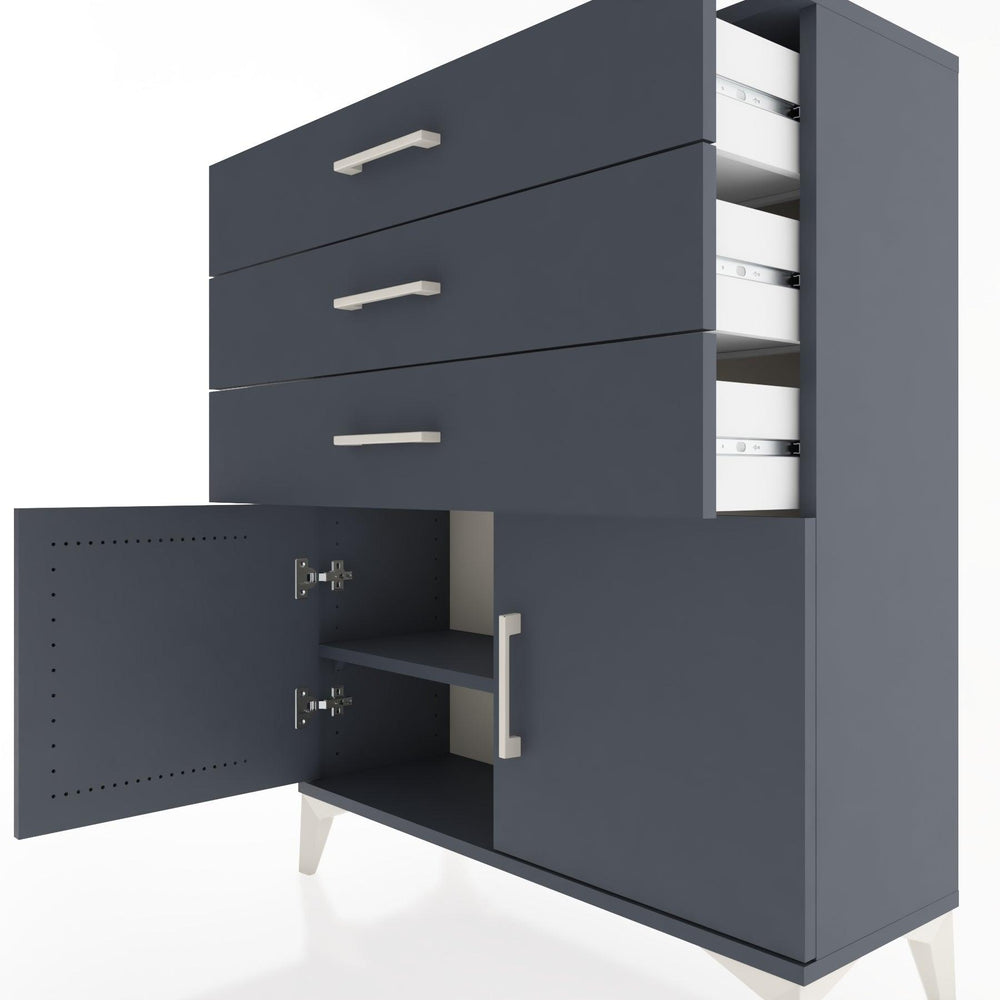 Woodntry Modüler Şifonyer Antrasit 88x30x94 cm Kapaklı ve Çekmeceli KC8-2