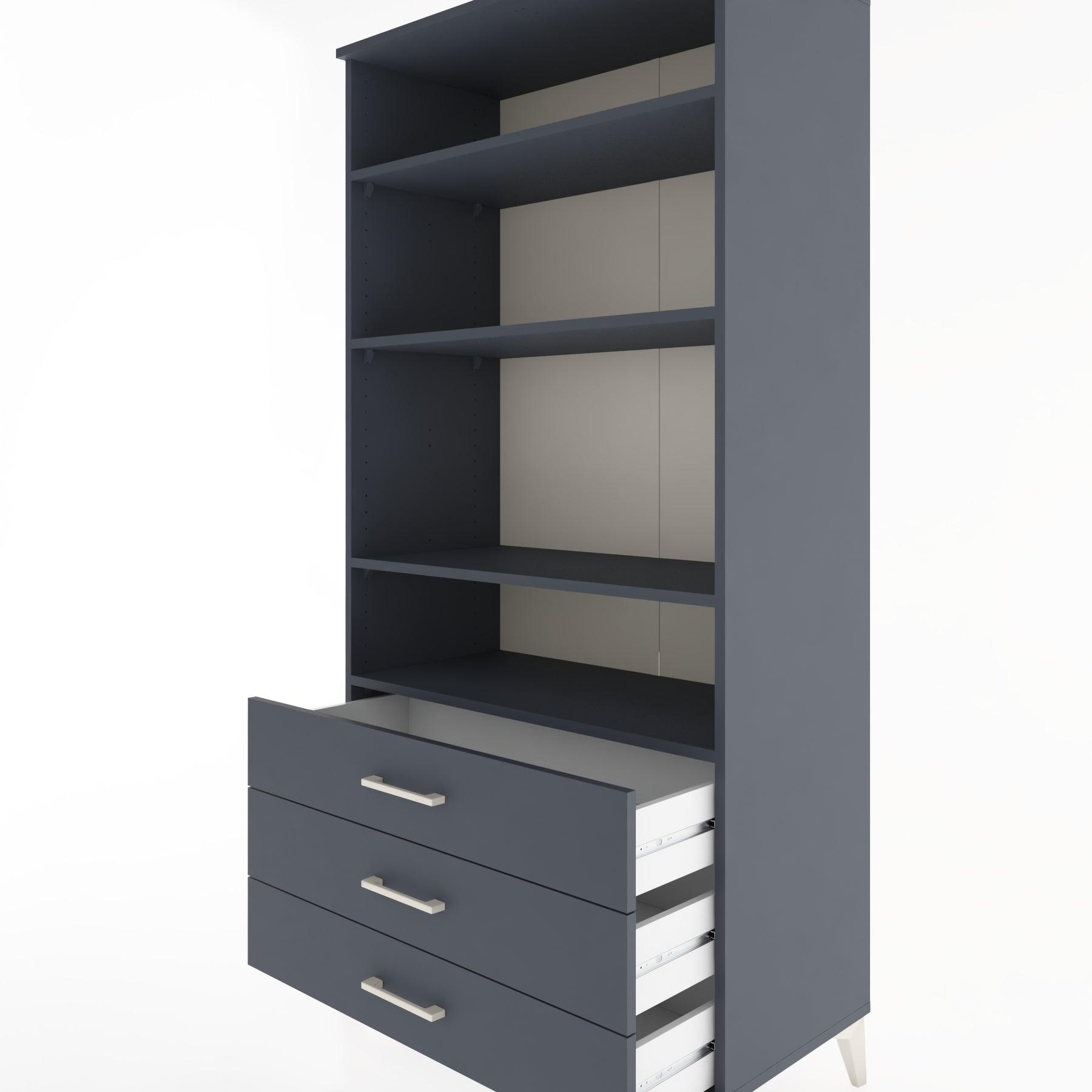 Woodntry Modular Cabinet Anthracite 88x44x170 cm with Drawers and Shelves CR37-2