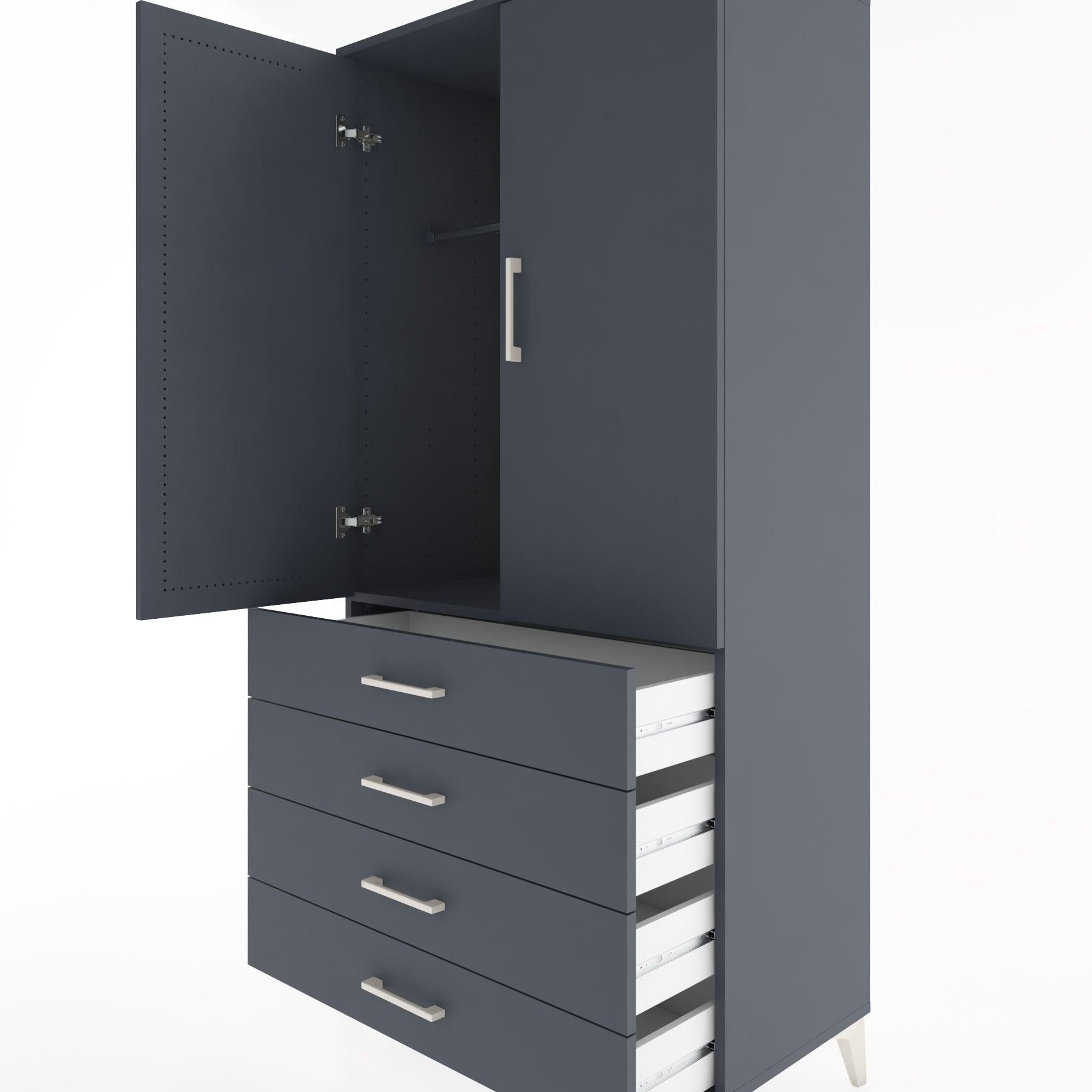 Woodntry Modular Cabinet Anthracite 88x44x170 cm with Doors and Drawers KC27-2