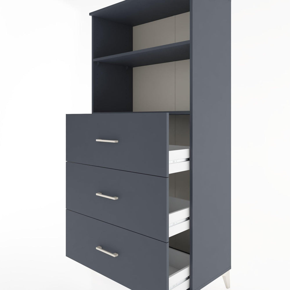 Woodntry Modüler Dolap Antrasit 88x44x170 cm Çekmeceli ve Raflı CR52-2