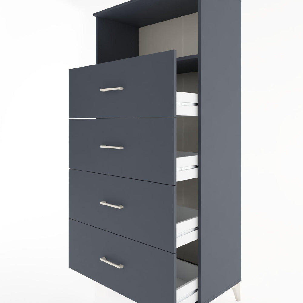 Woodntry Modüler Dolap Antrasit 88x44x170 cm Çekmeceli ve Raflı CR53-2