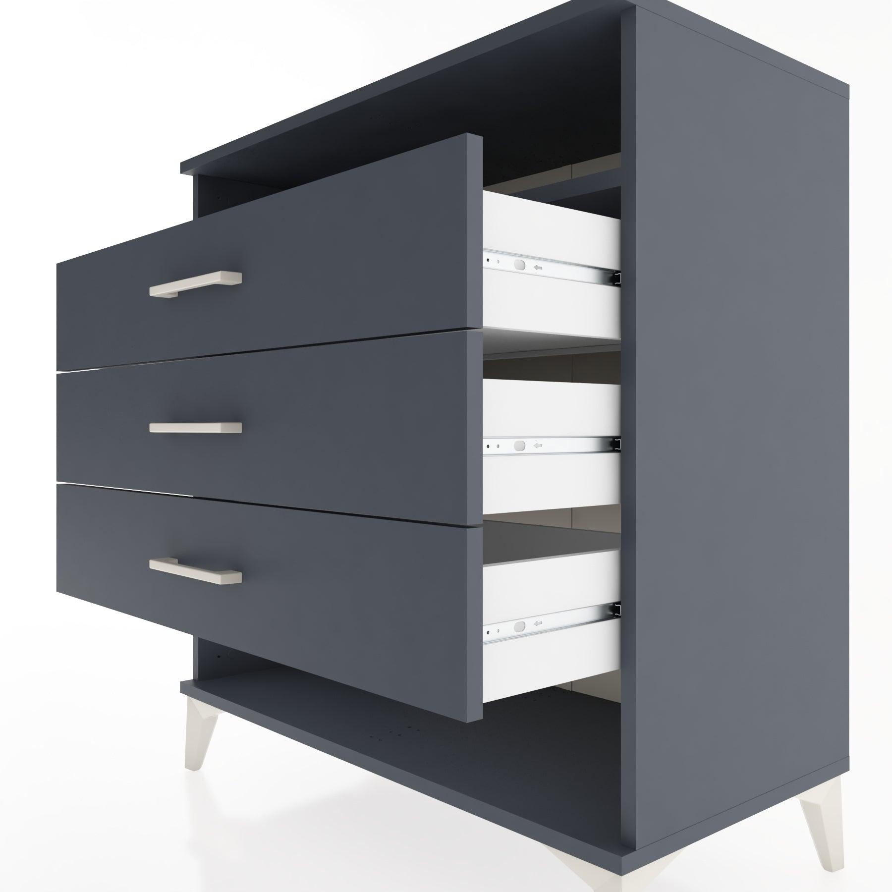 Woodntry Modüler Şifonyer Antrasit 88x44x84 cm Çekmeceli ve Raflı CR20-2