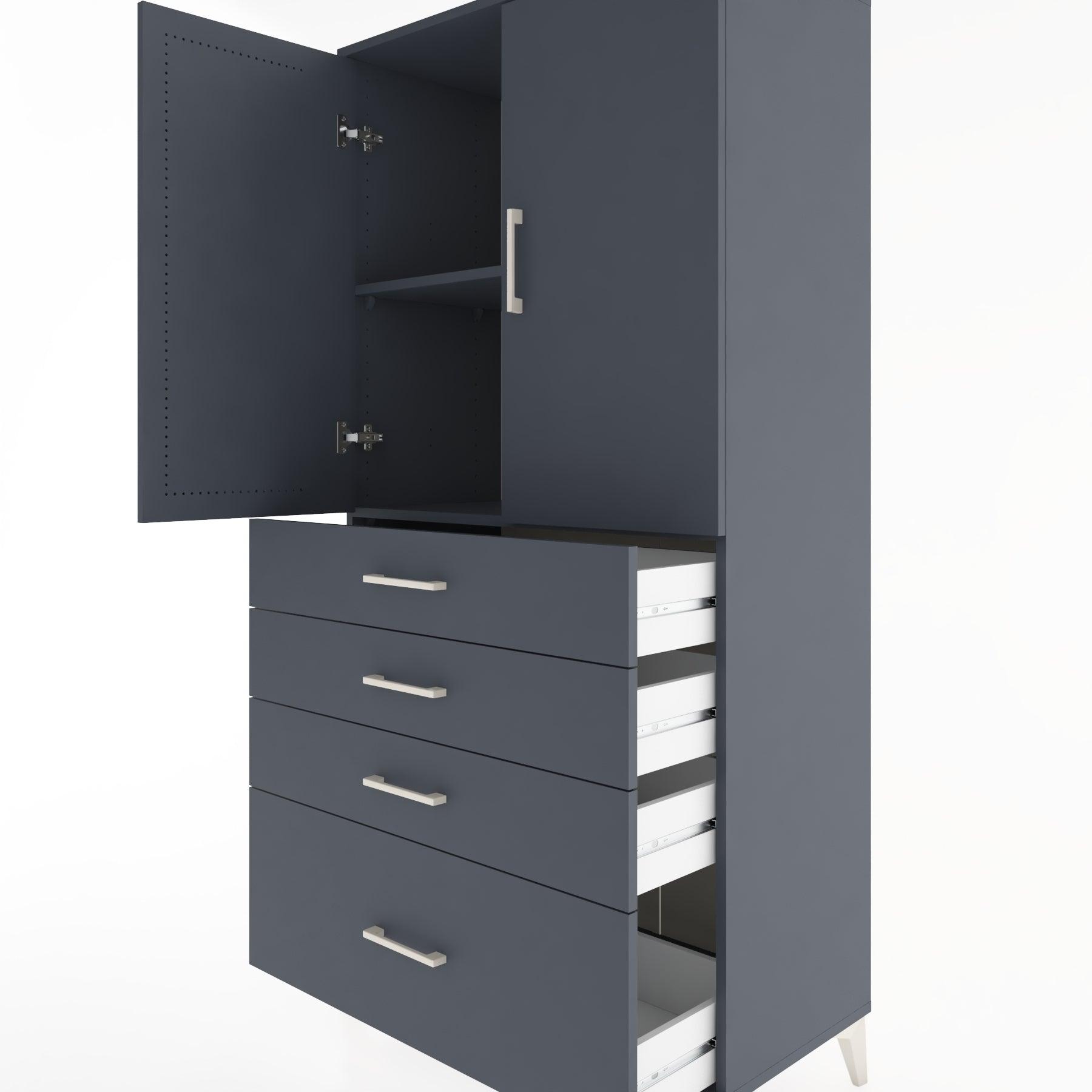 Woodntry Modular Cabinet Anthracite 88x44x170 cm with Doors and Drawers KC13-2