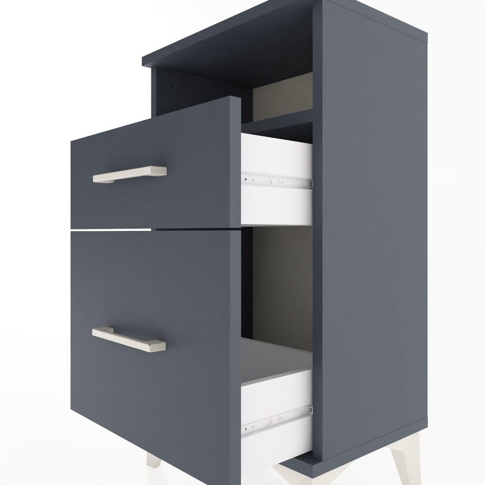 Woodntry Modüler Komodin 2 Çekmece ve Raflı V3 44x30x68 cm Antrasit - Woodntry