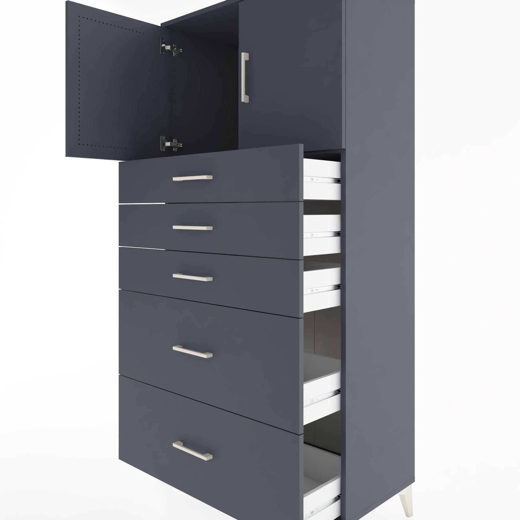 Woodntry Modular Cabinet Anthracite 88x44x170 cm with Doors and Drawers KC18-2