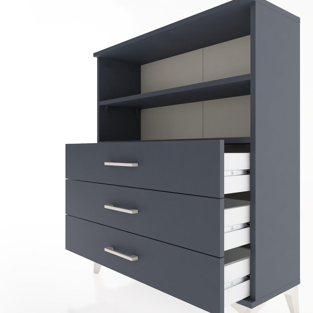 Woodntry Modüler Şifonyer Antrasit 88x30x94 cm Çekmeceli ve Raflı CR18-2