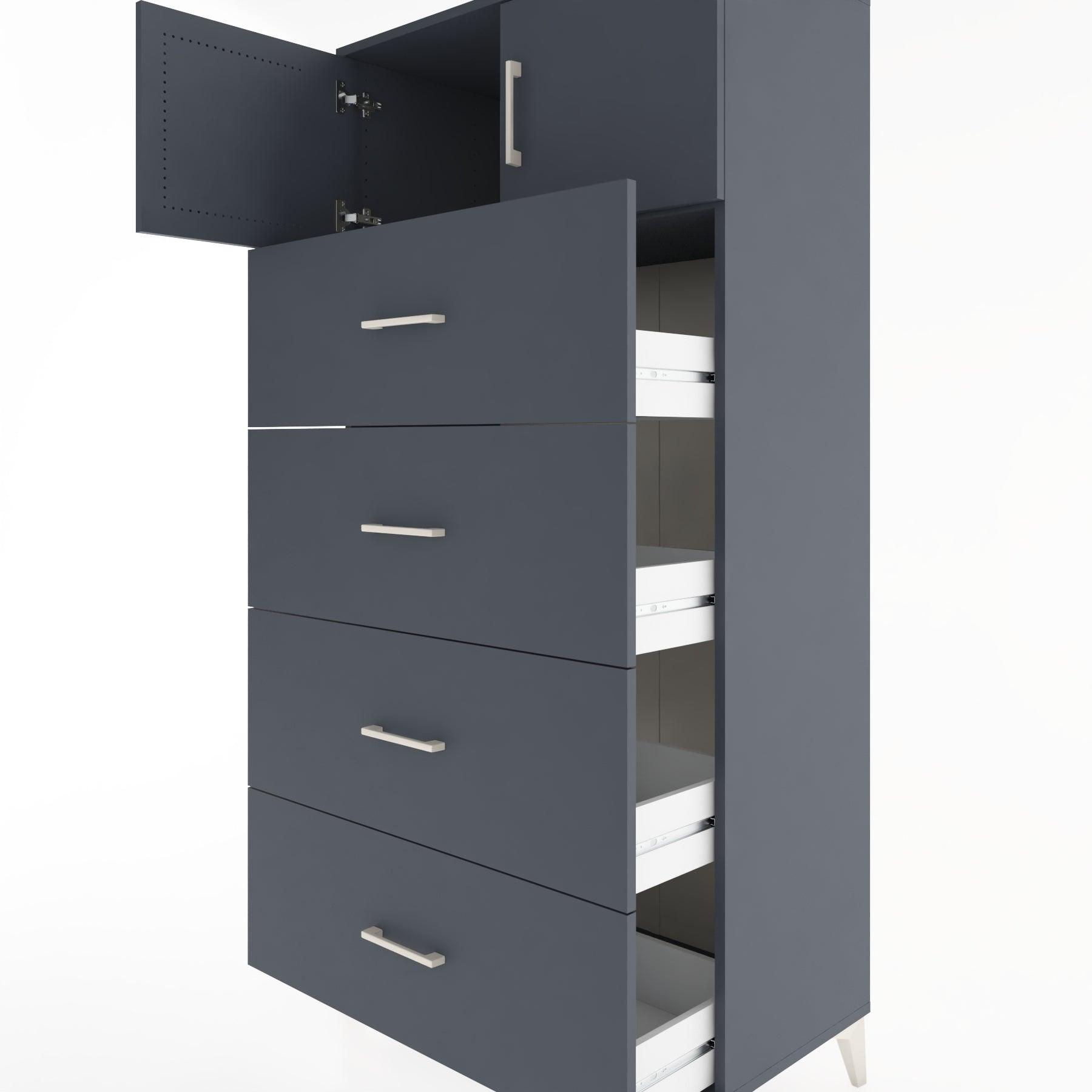 Woodntry Modular Cabinet Anthracite 88x44x170 cm with Doors and Drawers KC25-2