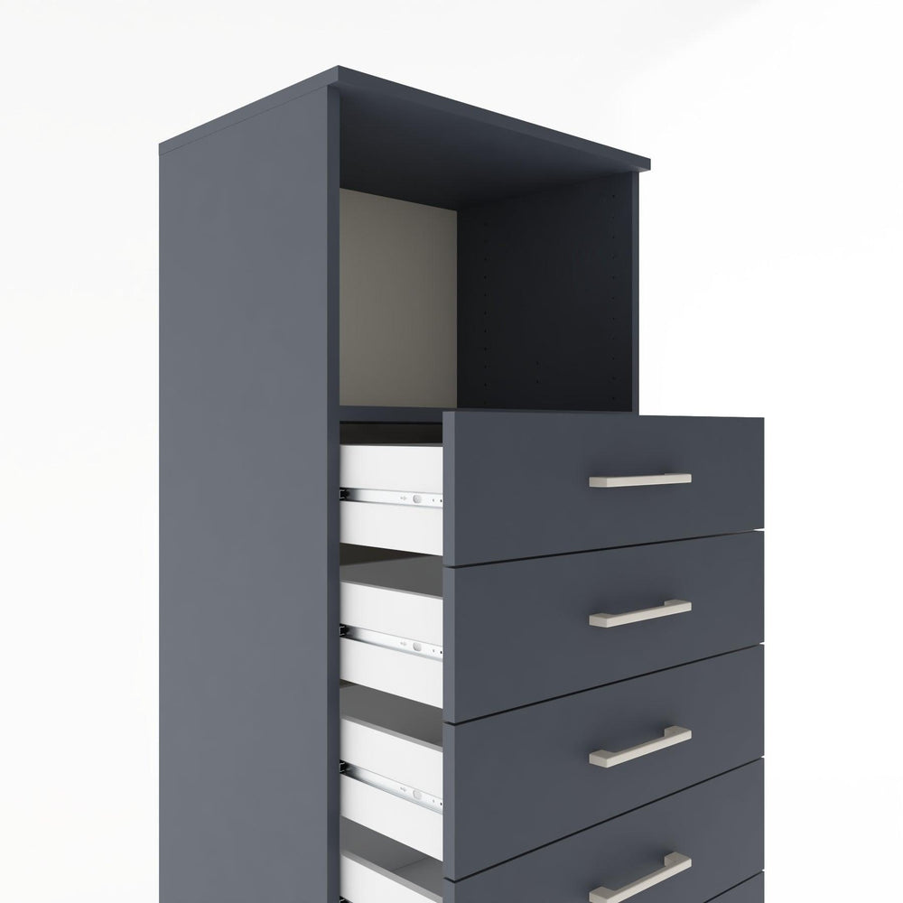 Woodntry Modüler Dolap Antrasit 60x44x170 cm Çekmeceli ve Raflı CR38-2