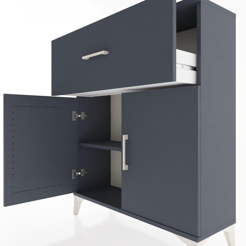 Woodntry Modüler Şifonyer Antrasit 88x30x94 cm Kapaklı ve Çekmeceli KC9-2