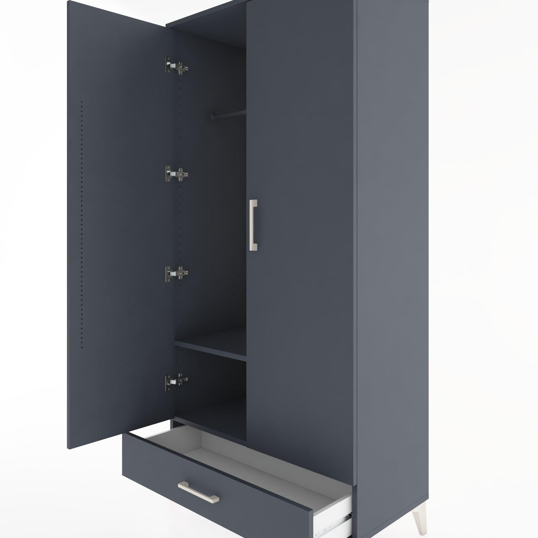 Woodntry Modüler Dolap Antrasit 88x44x170 cm Kapaklı ve Çekmeceli KC30-2