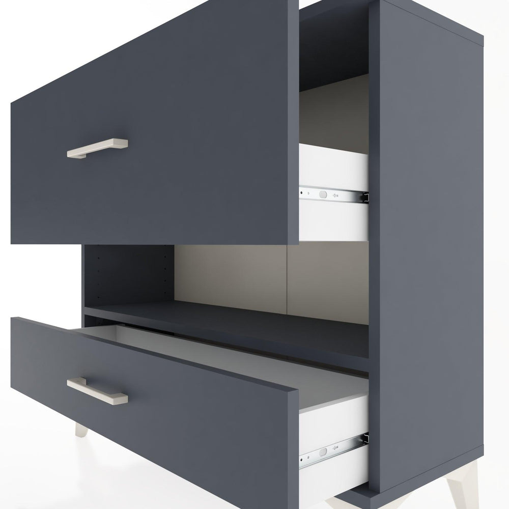 Woodntry Modüler Şifonyer İki Çekmeceli V10 88x30x68 cm Antrasit - Woodntry