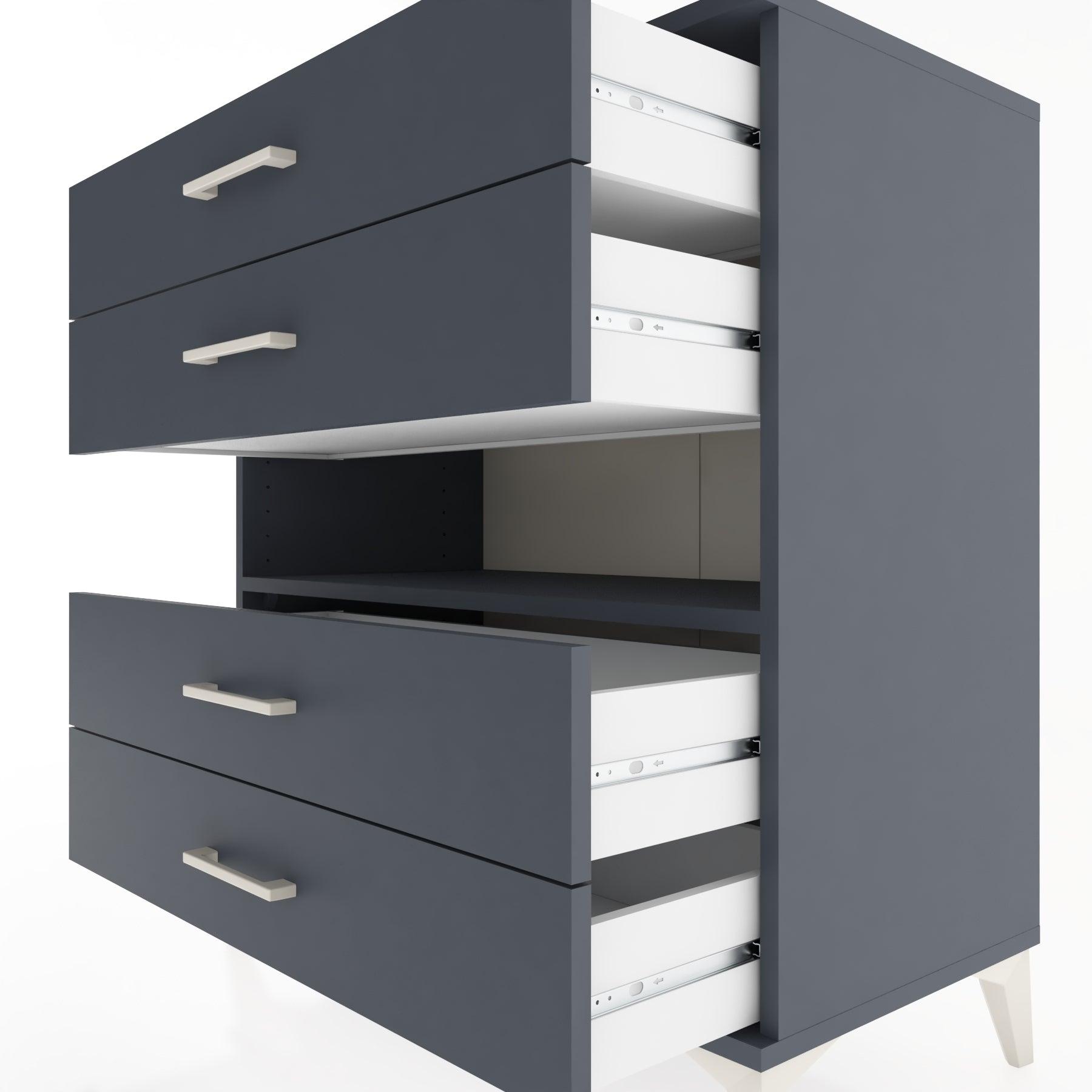 Woodntry Modüler Şifonyer Antrasit 88x44x84 cm Çekmeceli ve Raflı CR21-2