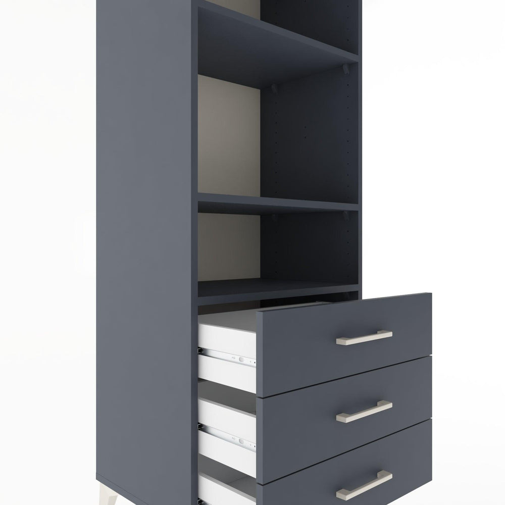 Woodntry Modüler Dolap Antrasit 60x44x170 cm Çekmeceli ve Raflı CR37-2