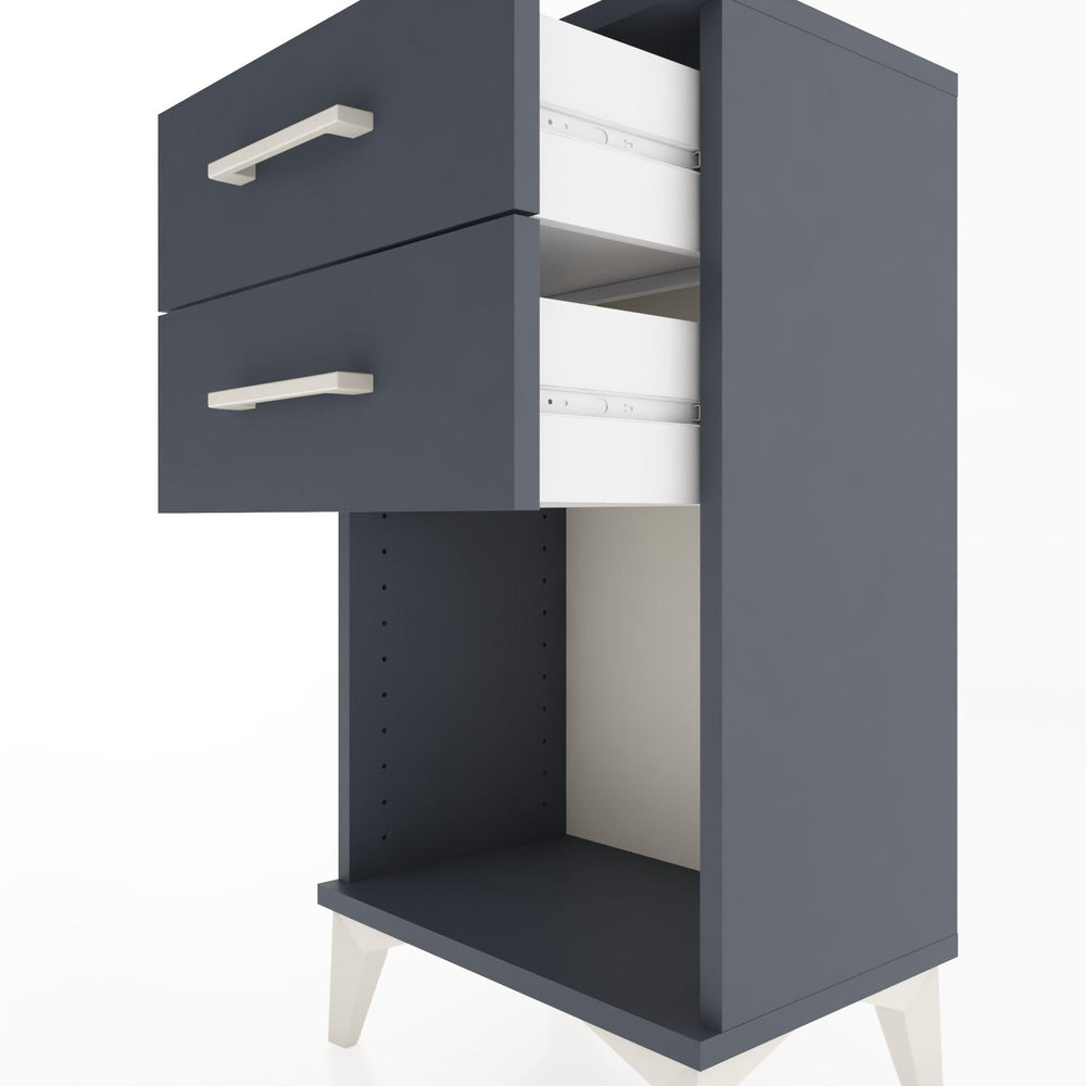 Woodntry Modüler Komodin 2 Çekmece ve Raflı V1 44x30x68 cm Antrasit - Woodntry