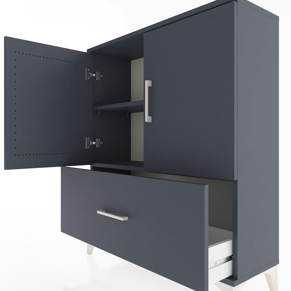 Woodntry Modüler Şifonyer Antrasit 88x30x94 cm Kapaklı ve Çekmeceli KC10-2